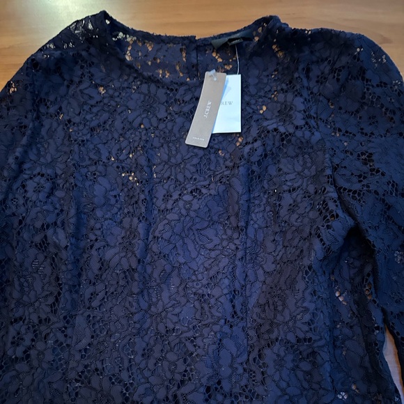 J. Crew, NWT, Lace Blouse with built-in Chemise. Navy, Size 6 - Picture 3 of 11